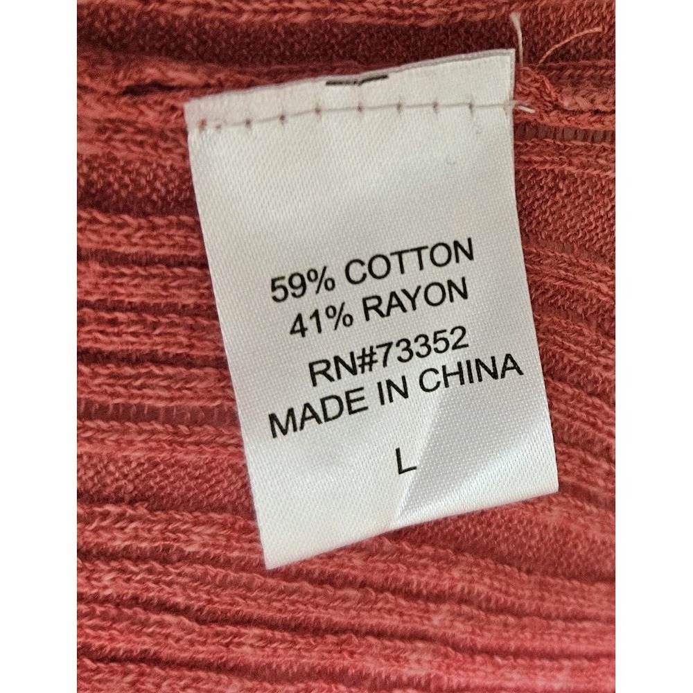 Hooked Up Womens Ribbed Longline Cardigan Sweater Pink Open Front Large boho - Picture 4 of 9